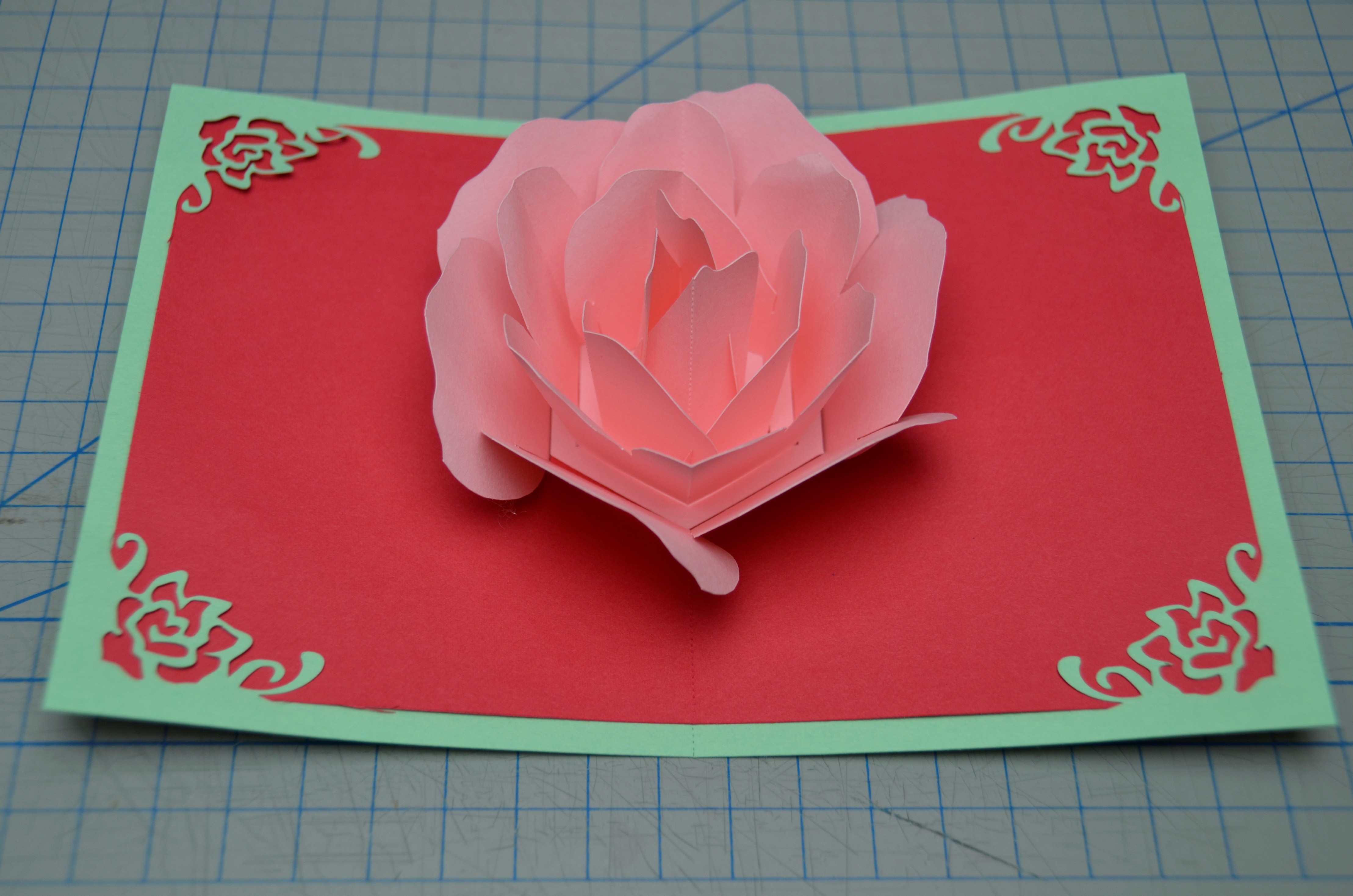 Rose Flower Pop Up Card Tutorial - Creative Pop Up Cards