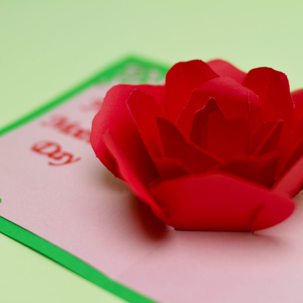 Rose Flower Pop Up Card Template Creative Pop Up Cards
